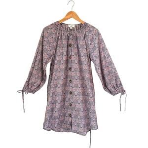 J. Crew Liberty Fabric Club Nouveau Button-Front Dress With Belt Sz Small Cotton